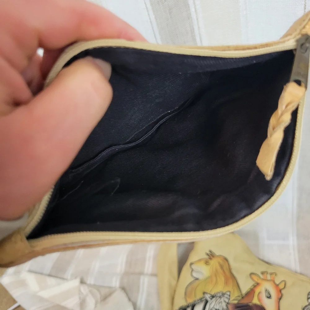 Leather Hand Paintes‎ Safari Animals Shoulder Bag And Matching Wallet